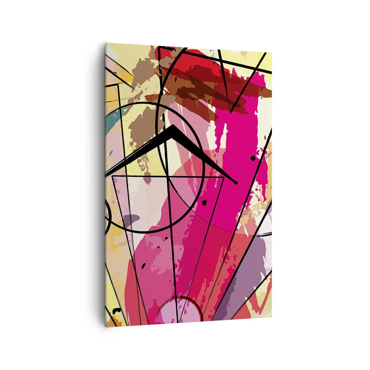 Bild auf Leinwand - Leinwandbild - Abstraktion mit Linien und geometrischen Formen - 80x120cm - Explosion - Moderne Wanddekoration für Wohnzimmer und Schlafzimmer ARTTOR