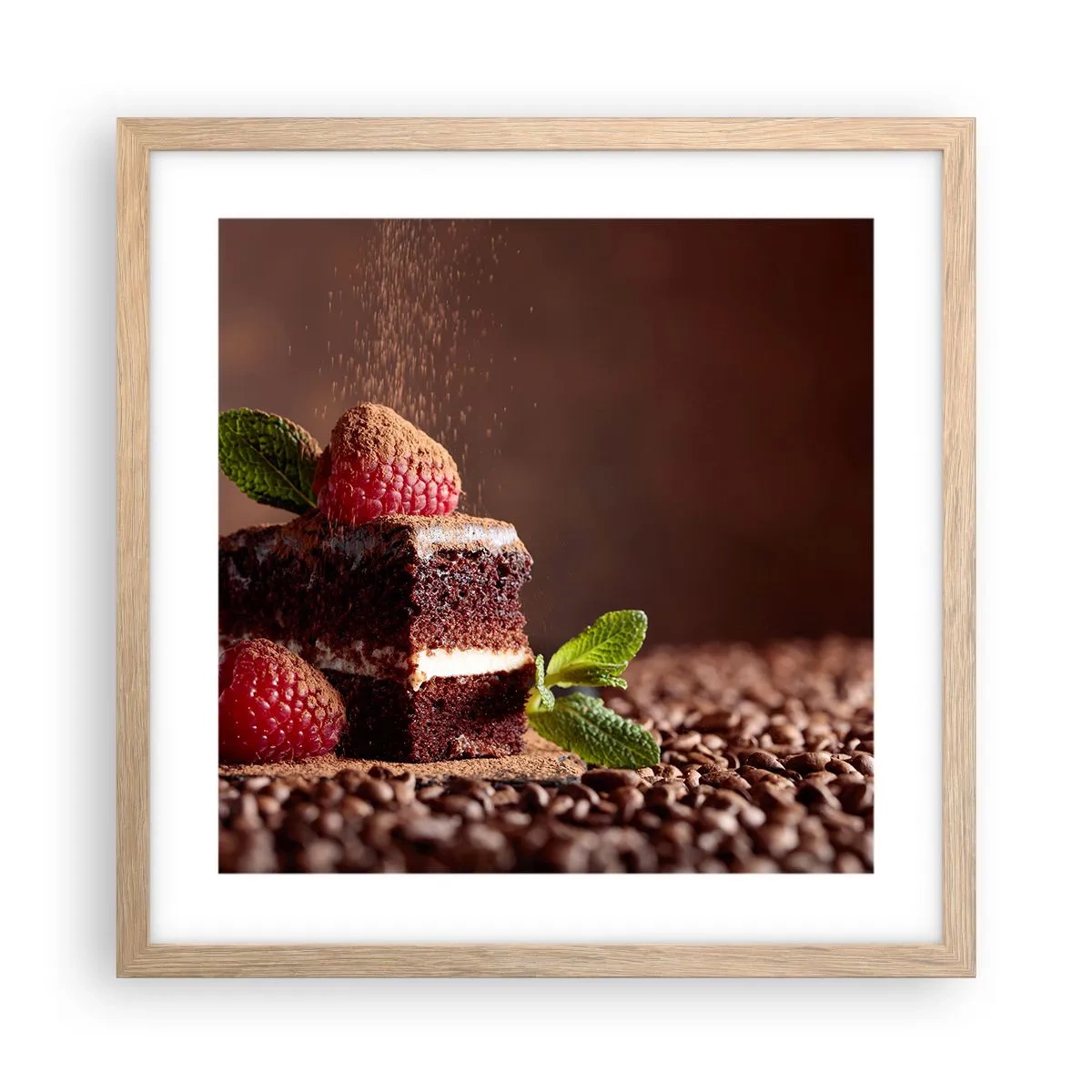 Poster in einem Rahmen aus heller Eiche - Das Leben ist süß - 40x40 cm