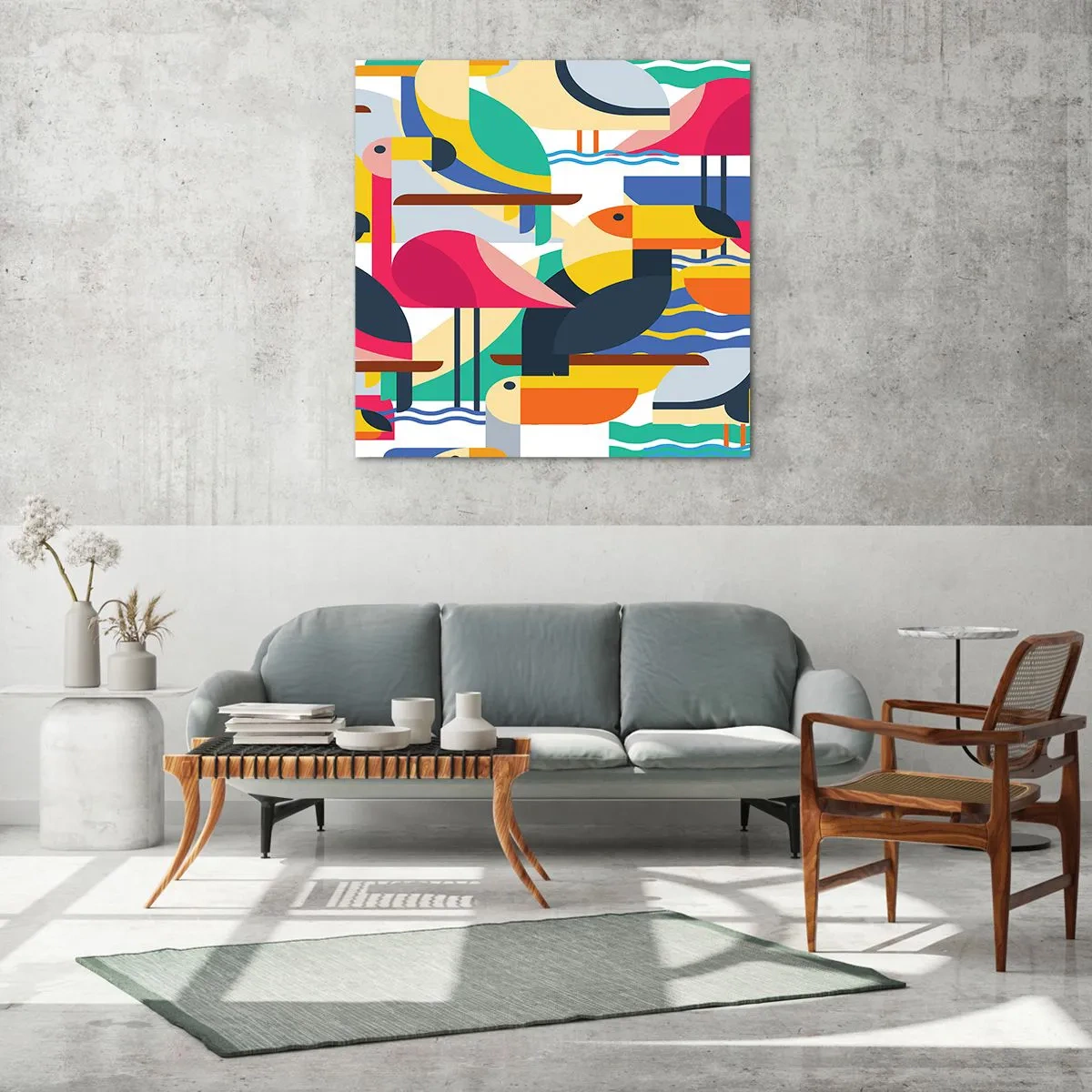 Glasbild - Bild auf glas - Vogelparty - 60x60 cm