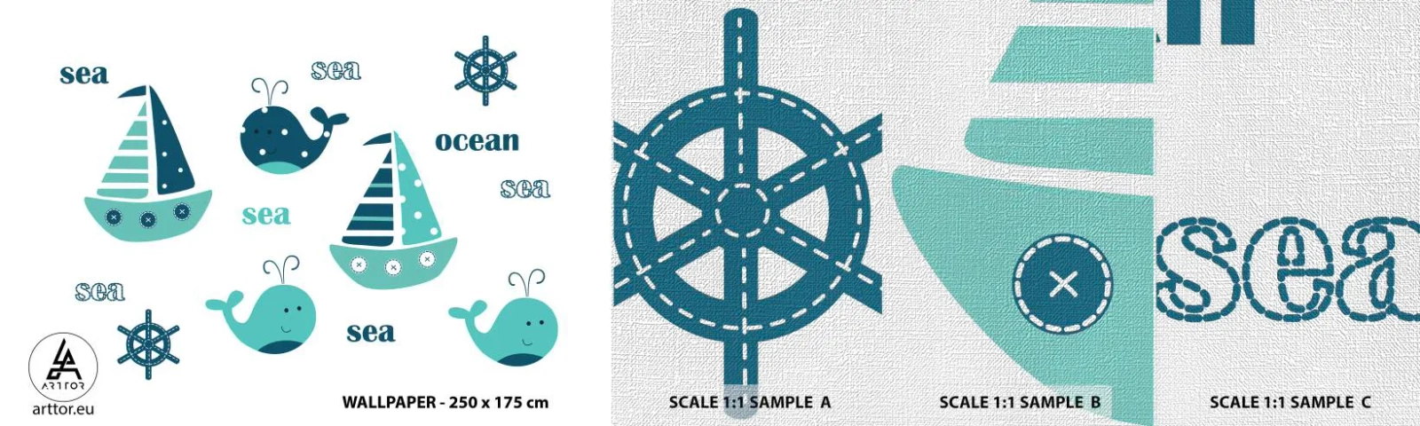 Fototapeten Muster Premium Canvas - Über die Meere und Ozeane - Für Kinder, Nautisch, Segelboot - 100x30 cm