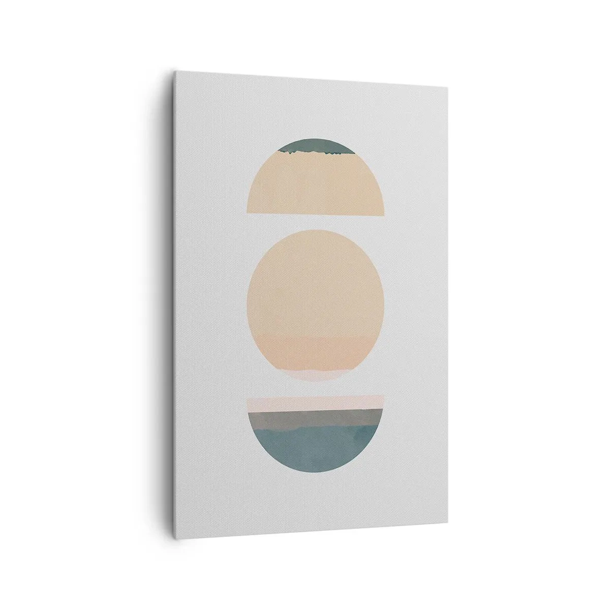 Bild auf Leinwand - Leinwandbild - Abstrakte geometrische Formen in Pastellfarben - 80x120cm - Ein Rad hinter dem anderen… - Moderne Wanddekoration für Wohnzimmer und Schlafzimmer ARTTOR