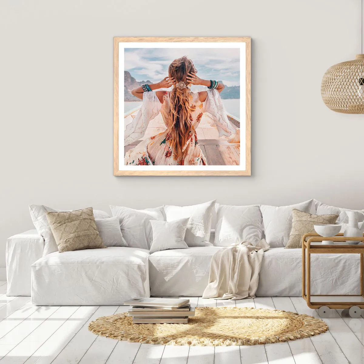 Poster in einem Rahmen aus heller Eiche - Auf dem Weg zum Glück - 40x40 cm