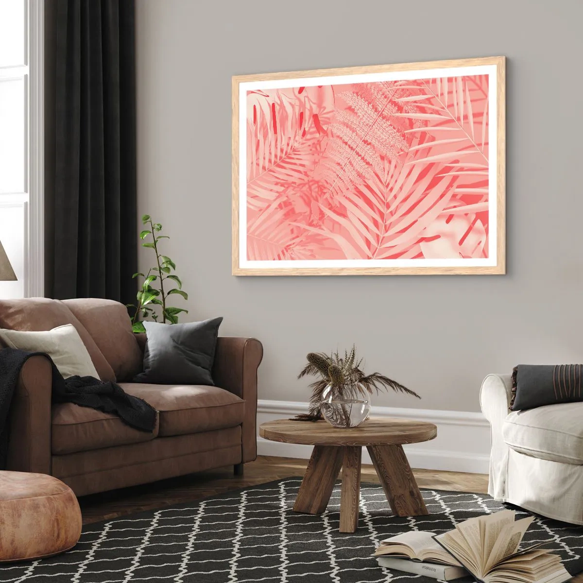 Poster in einem Rahmen aus heller Eiche - Rosa Konzept - 40x30 cm