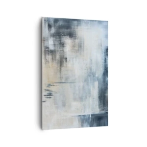 Bild auf Leinwand - Leinwandbild - Abstrakte Komposition in Blau- und Grautönen - 80x120cm - Hinter dem blauen Vorhang - Moderne Wanddekoration für Wohnzimmer und Schlafzimmer ARTTOR