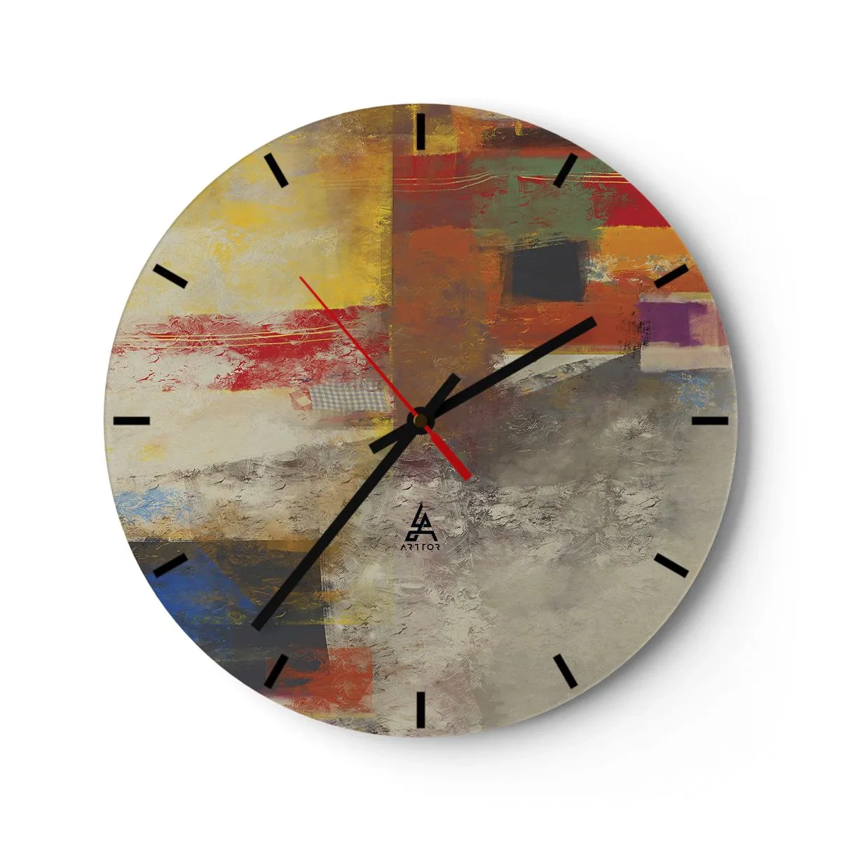 Wanduhr - Glasuhr - Geometrie der Farben - 40x40 cm