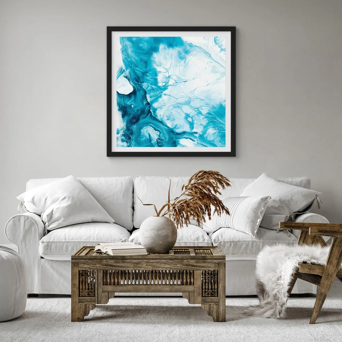 Poster in einem schwarzem Rahmen - Blaues Konzert - 50x50 cm