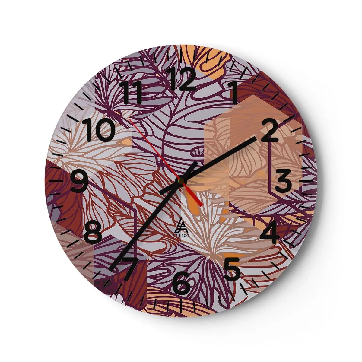 Wanduhr - Glasuhr - Unmögliche Beziehung zwischen Geometrie und Natur - 40x40 cm