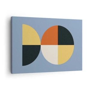 Bild auf Leinwand - Leinwandbild - Geometrische Kreise auf blauem Hintergrund - 70x50cm - Beobachte und zähle - Moderne Wanddekoration für Wohnzimmer und Schlafzimmer ARTTOR