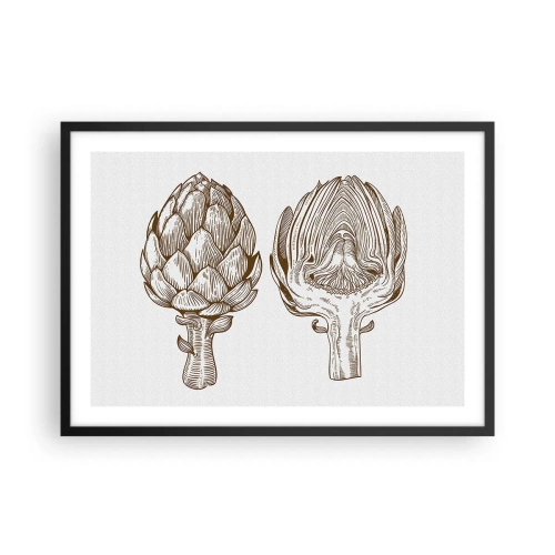 Poster in einem schwarzem Rahmen - Vintage Kunstzeichnung einer Artischocke - 70x50cm - Anatomie-Lektion - Moderne Wanddekoration für Wohnzimmer und Schlafzimmer ARTTOR