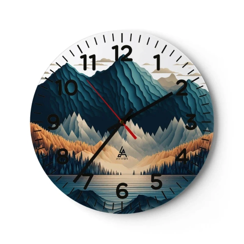 Wanduhr - Glasuhr - Perfekte Berglandschaft - 40x40 cm