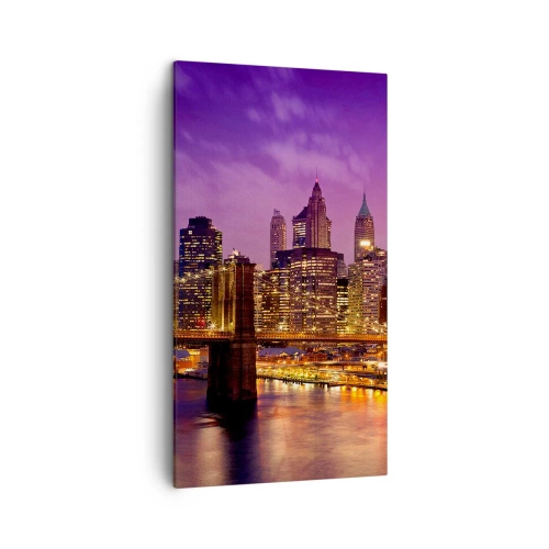 Bild auf Leinwand - Leinwandbild - Violett-goldenes Manhathann - 45x80 cm