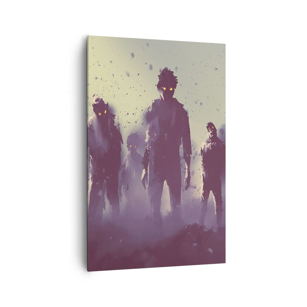 Bild auf Leinwand - Leinwandbild - Dunkle Szene mit Silhouetten mit gelben Augen - 80x120cm - Vorsichtig sein! Sie kommen - Moderne Wanddekoration für Wohnzimmer und Schlafzimmer ARTTOR