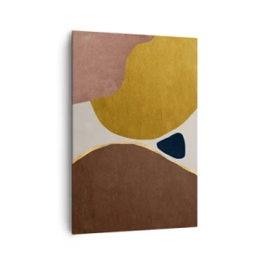 Bild auf Leinwand - Leinwandbild - Eine abstrakte Komposition mit geometrischen Formen in warmen Farben. - 70x100cm - Abstraktion – ein Ort im Raum - Moderne Wanddekoration für Wohnzimmer und Schlafzimmer ARTTOR