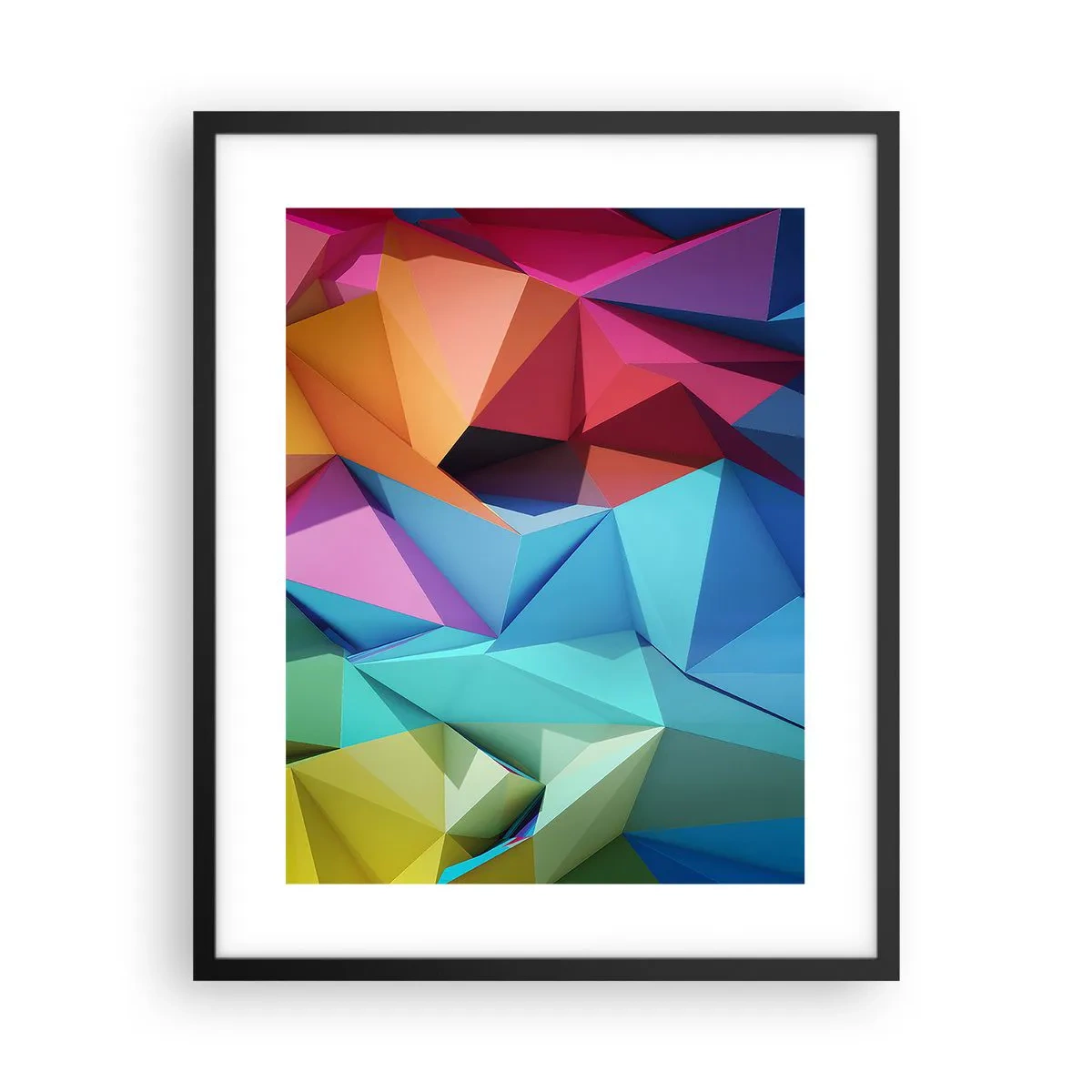 Poster in einem schwarzem Rahmen - Regenbogen-Origami - 40x50 cm