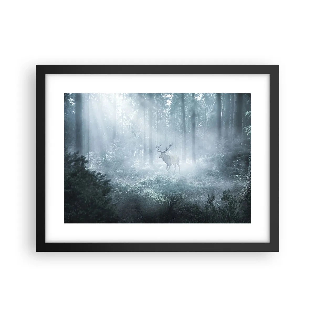 Poster in einem schwarzem Rahmen - Morgenvisite auf dem Grundstück - 40x30 cm