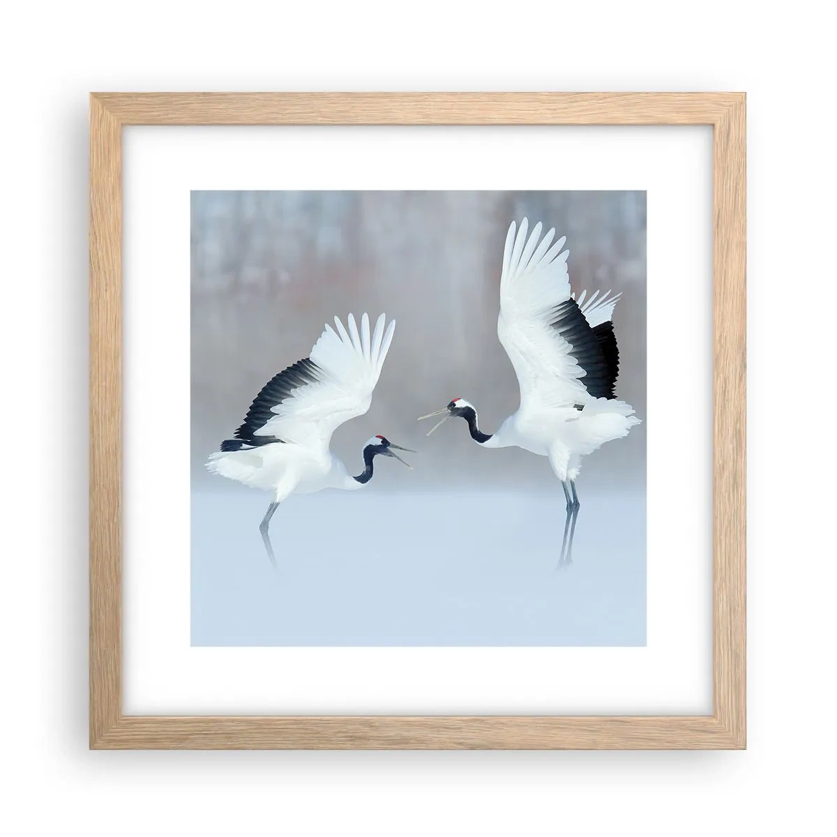 Poster in einem Rahmen aus heller Eiche - Tanz im Nebel - 30x30 cm