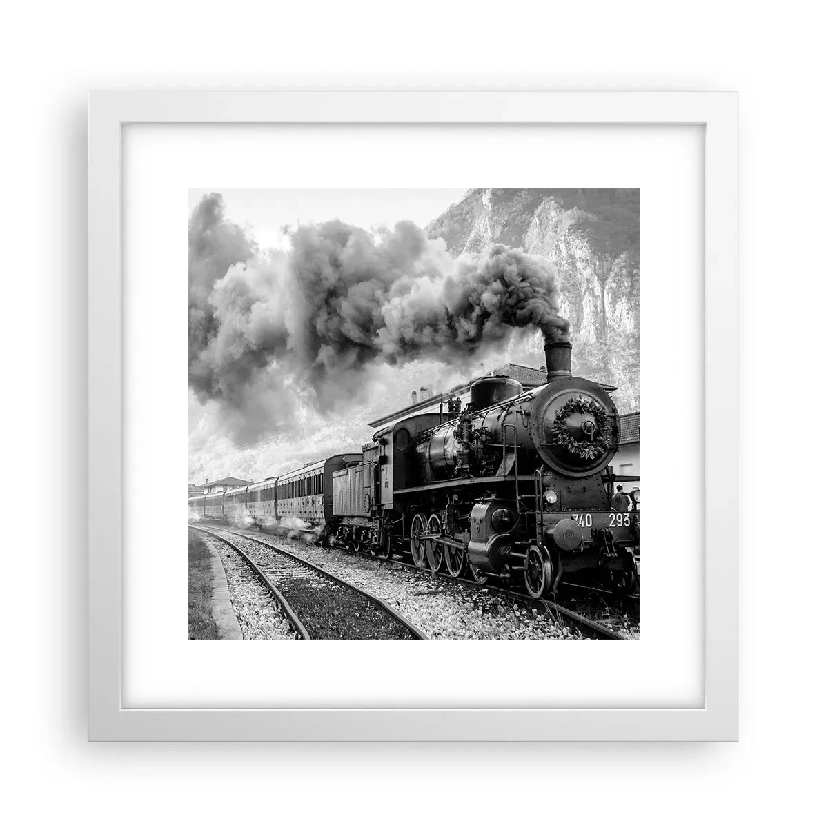 Poster in einem weißen Rahmen - Steht am Bahnhof ... - 30x30 cm