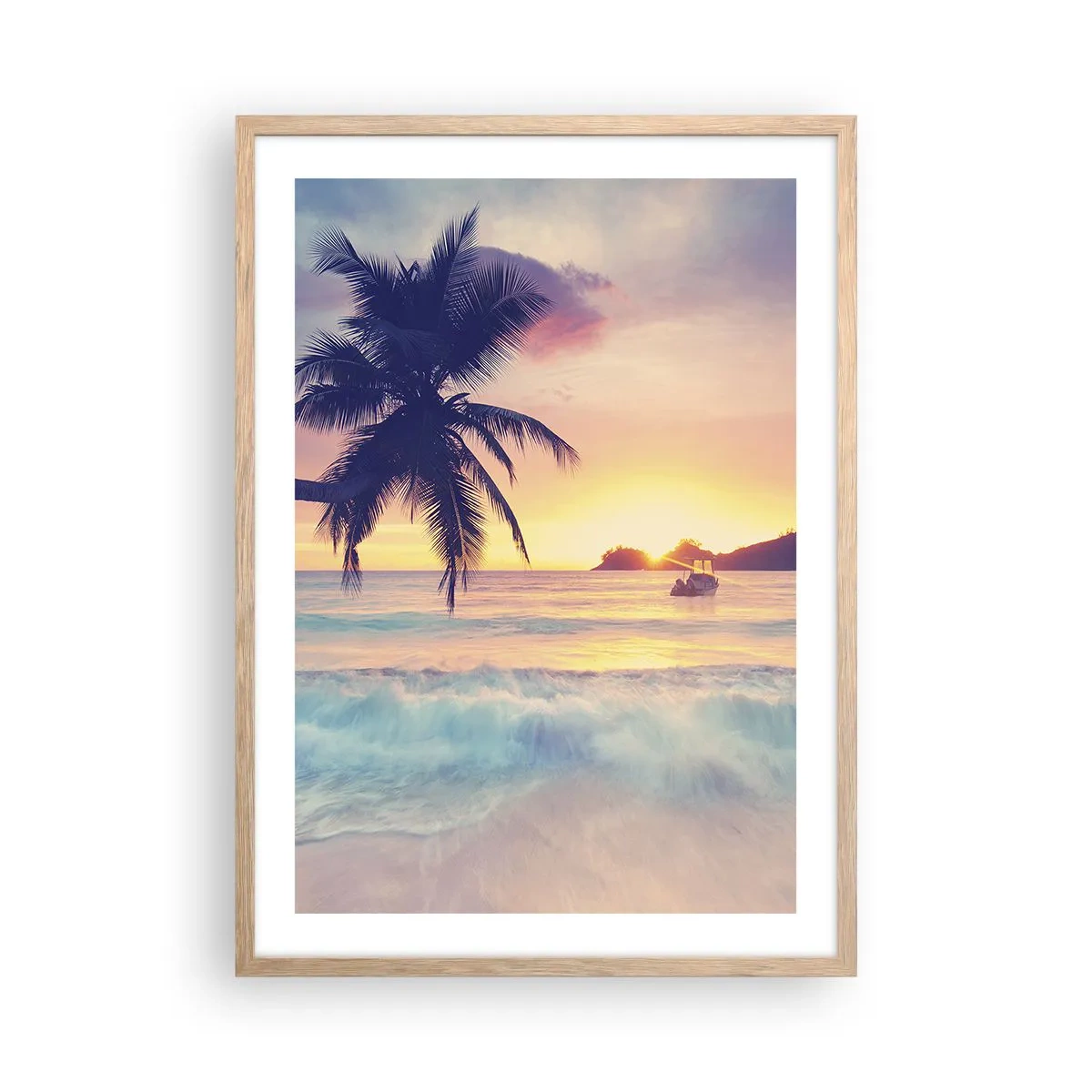 Poster in einem Rahmen aus heller Eiche - Ein Abend in der Bucht - 50x70 cm