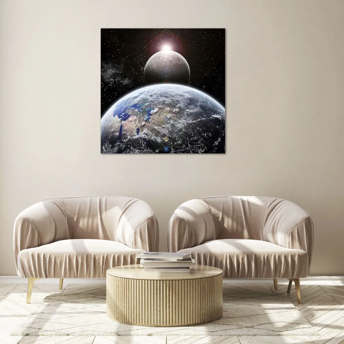 Glasbild - Bild auf glas - Weltraumlandschaft - Sonnenaufgang - 30x30 cm