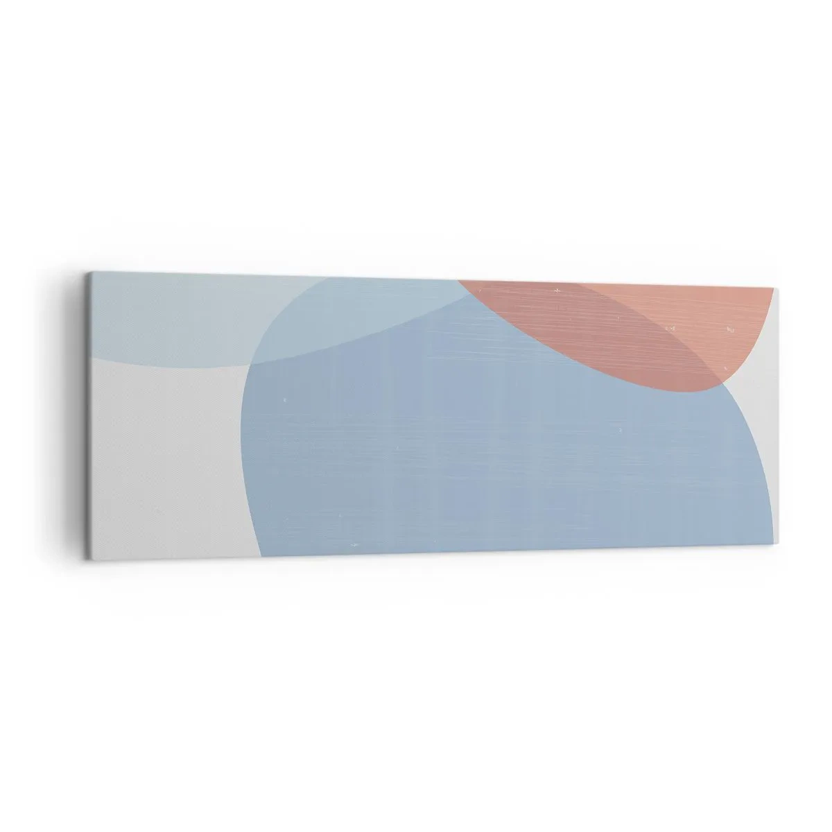 Bild auf Leinwand - Leinwandbild - Eine abstrakte Komposition in Pastelltönen von Blau und Rosa mit organischen Formen. - 140x50cm - Pastellbeziehungen - Moderne Wanddekoration für Wohnzimmer und Schlafzimmer ARTTOR