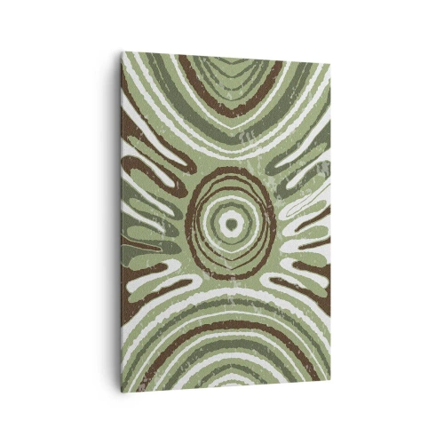 Bild auf Leinwand - Leinwandbild - Abstrakte Muster in Grün- und Brauntönen - 70x100cm - Explosion von Emotionen - Moderne Wanddekoration für Wohnzimmer und Schlafzimmer ARTTOR