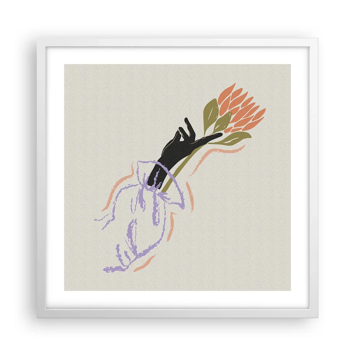 Poster in einem weißen Rahmen - Schwesterliche Berührung - 50x50 cm