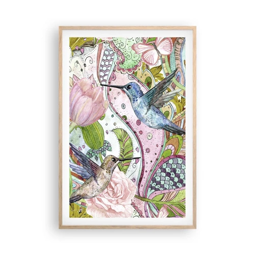 Poster in einem Rahmen aus heller Eiche - Verstrickt in Weinreben - 61x91 cm