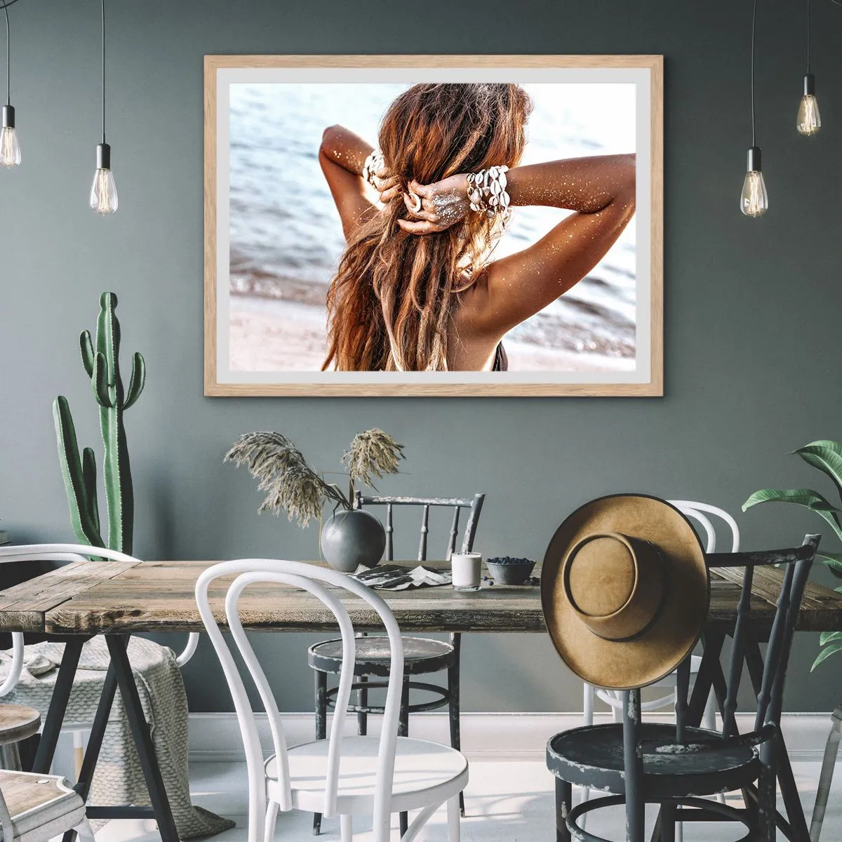 Poster in einem Rahmen aus heller Eiche - Eine Schwester von Wasser und Sonne - 70x50 cm