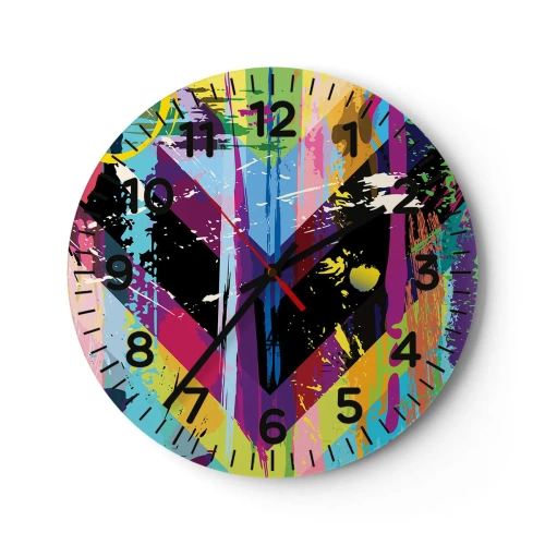 Wanduhr - Glasuhr - Von oben nach unten - 40x40 cm