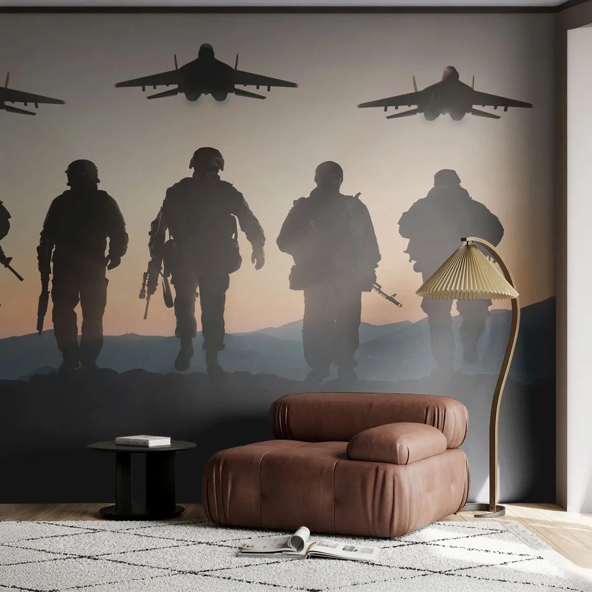 Fototapete Premium Sand - Willkommen in unserer Welt - Militär, Armee, Soldaten - 300x210 cm