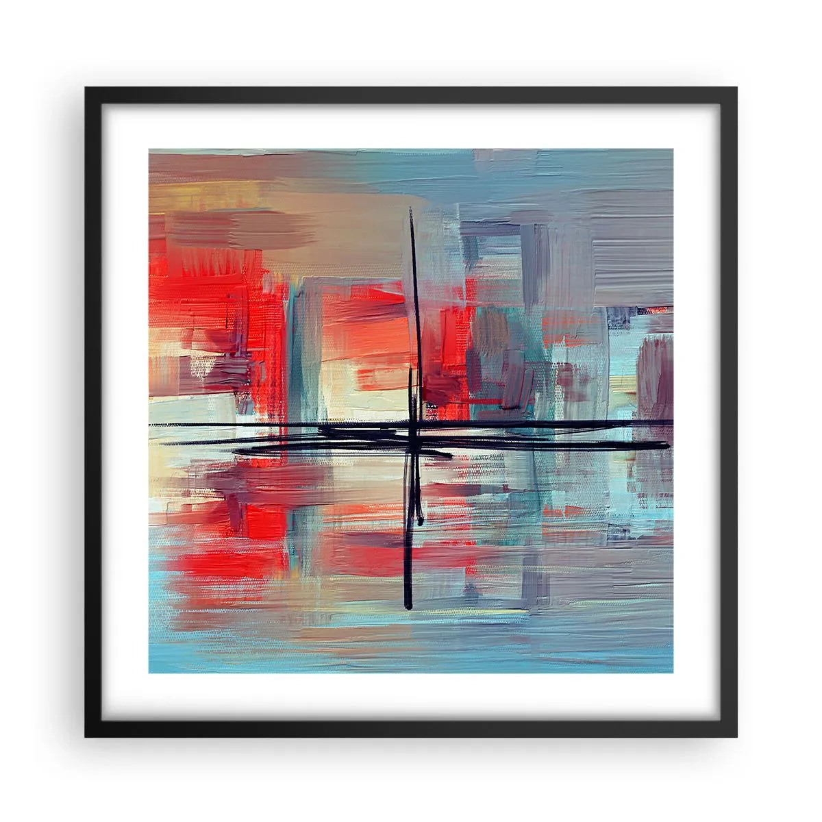 Poster in einem schwarzem Rahmen - Landschaft in einer unbekannten Dimension - 50x50 cm