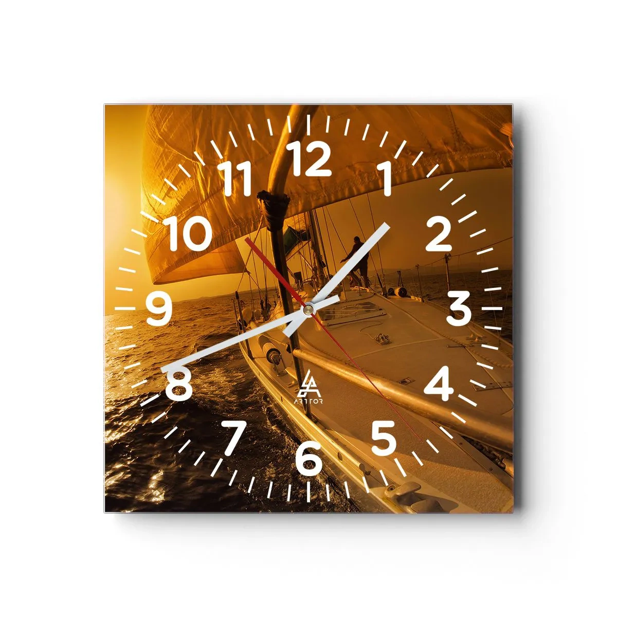 Wanduhr - Glasuhr - Ein goldener Abend nach einem bunten Tag - 40x40 cm