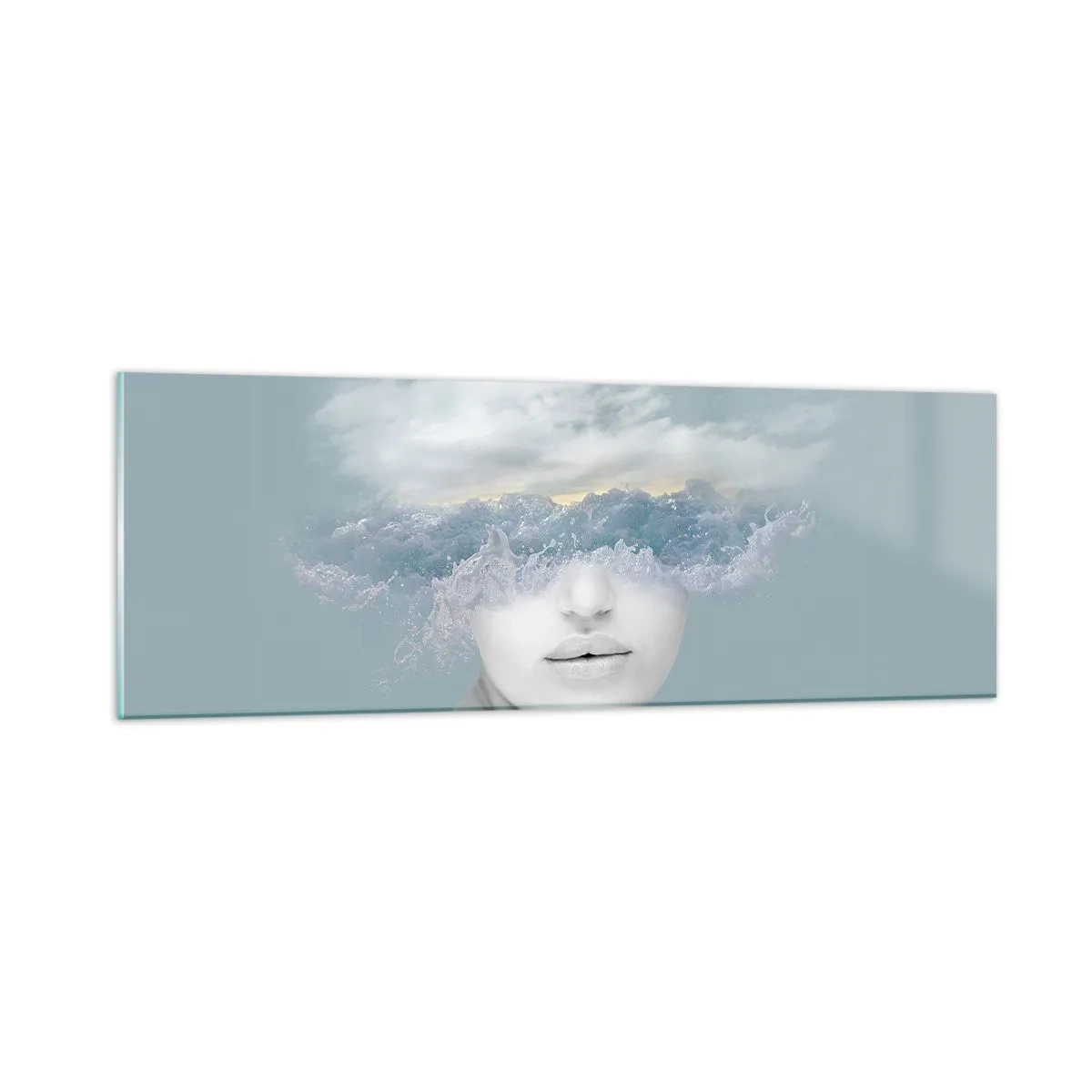 Glasbild - Bild auf glas - Mit dem Kopf in den Wolken - 90x30 cm