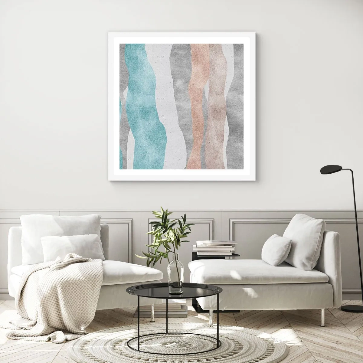 Poster in einem weißen Rahmen - Studie über Nähe - 50x50 cm