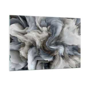 Glasbild - Bild auf glas - Eine abstrakte Komposition, die wirbelnden Federn ähnelt - 120x80cm - Stein und Blume - Moderne Wanddekoration für Wohnzimmer und Schlafzimmer ARTTOR