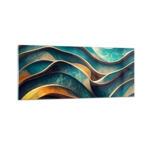 Glasbild - Bild auf glas - Blaue Mäander - 100x40 cm