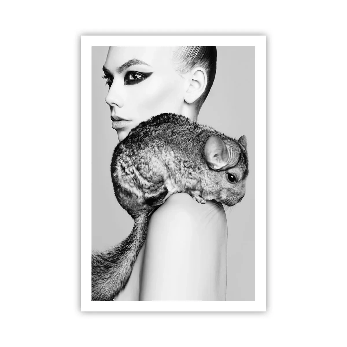 Poster - Dame mit einem Chinchilla - 61x91 cm