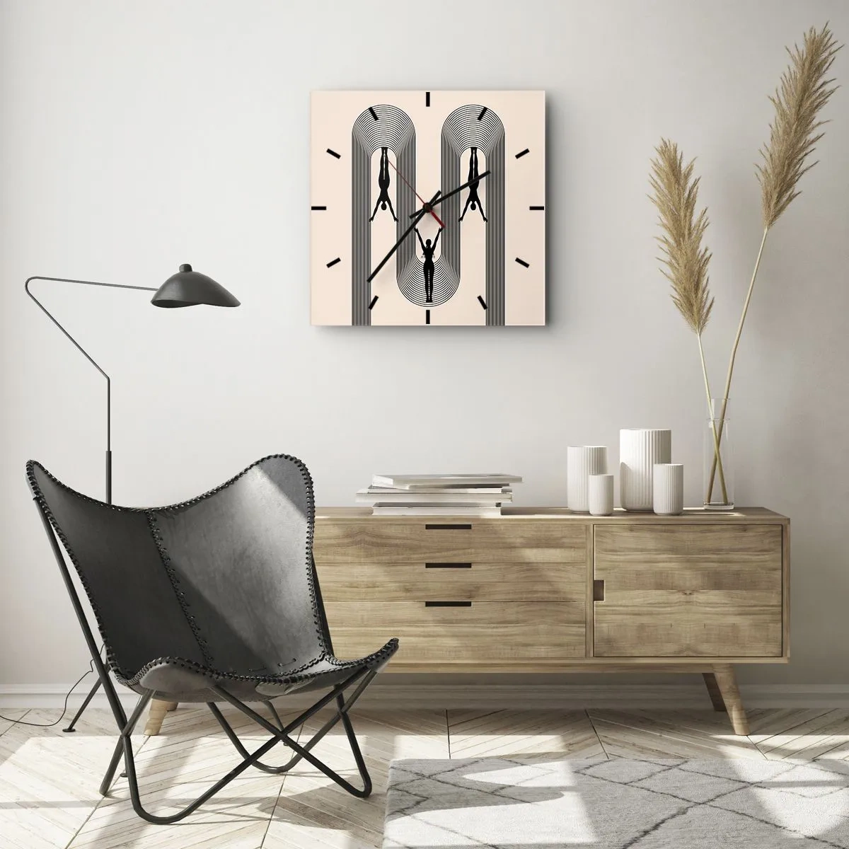 Wanduhr - Glasuhr - Verkehrt herum - 30x30 cm