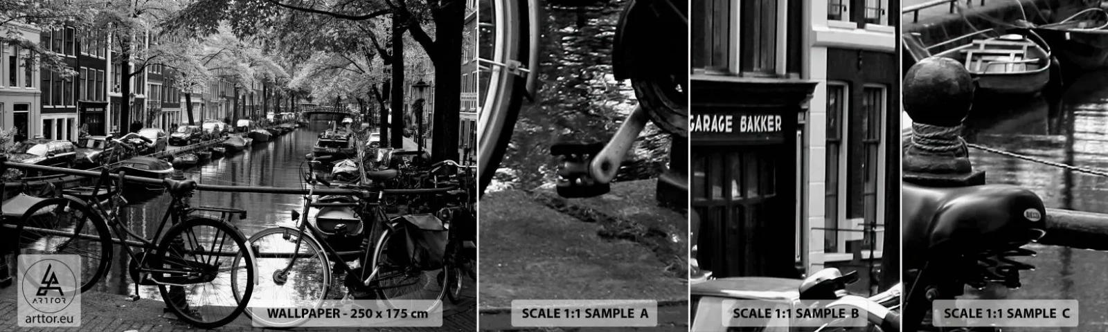 Fototapetenmuster Standard Eco - Ein sehr holländischer Anblick - Amsterdam, Fahrrad, Die Architektur - 100x30 cm