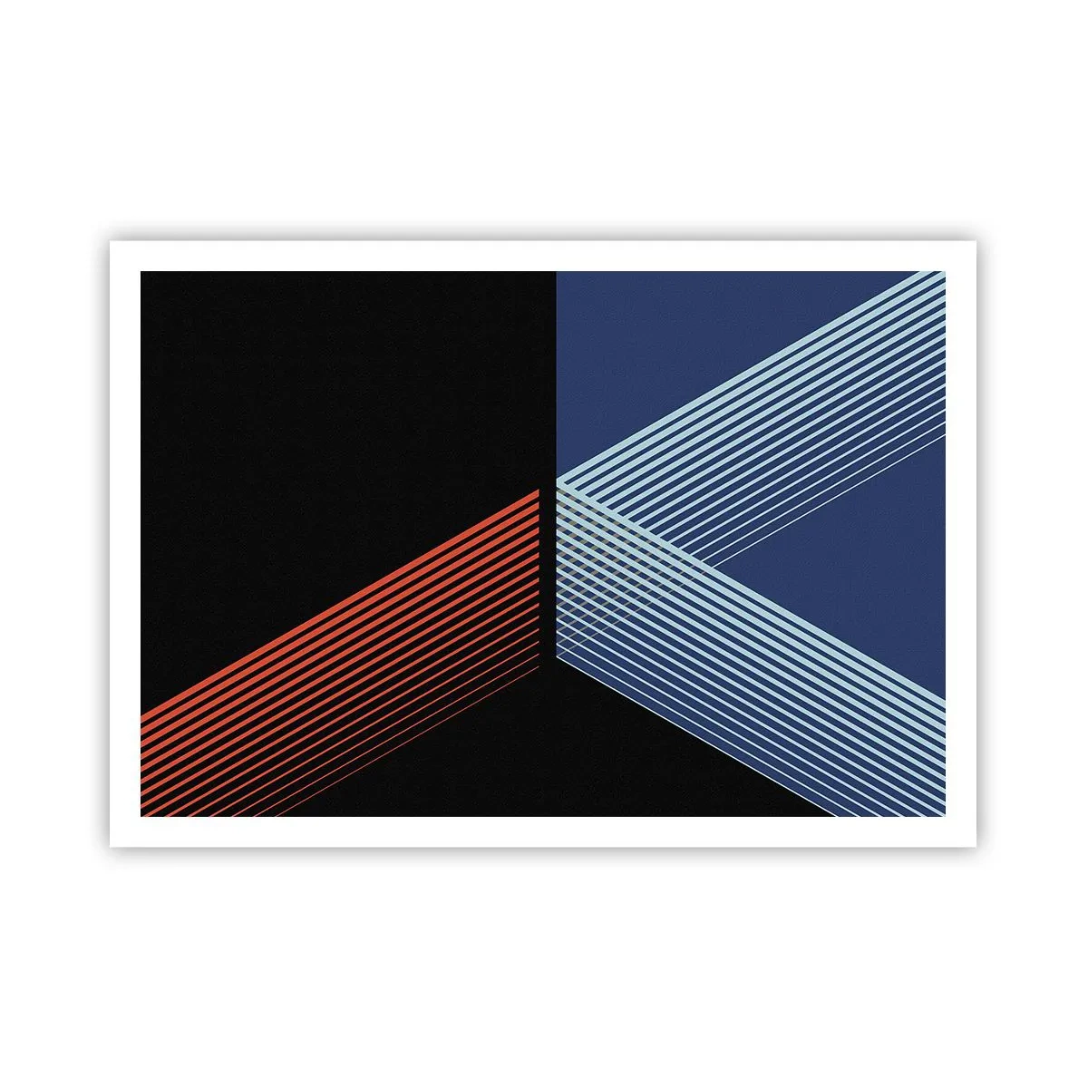 Poster - Geometrische Linien in Rot- und Blautönen - 100x70cm - Eine einfache Geschichte - Moderne Wanddekoration für Wohnzimmer und Schlafzimmer ARTTOR