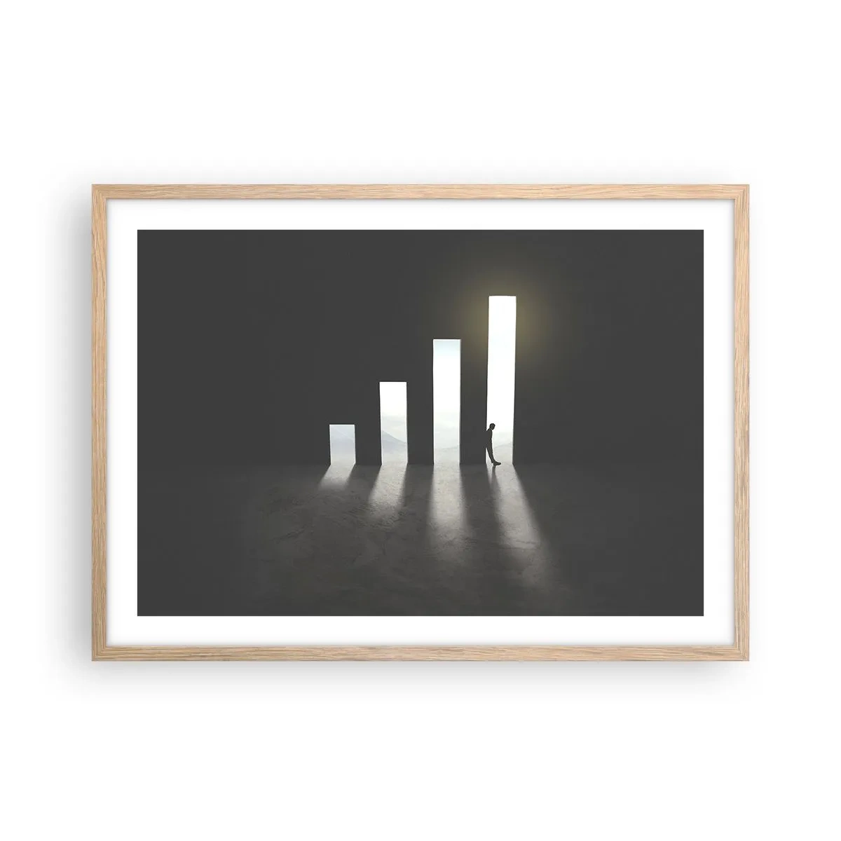 Poster in einem Rahmen aus heller Eiche - Erfolg – ​​Impression - 70x50 cm