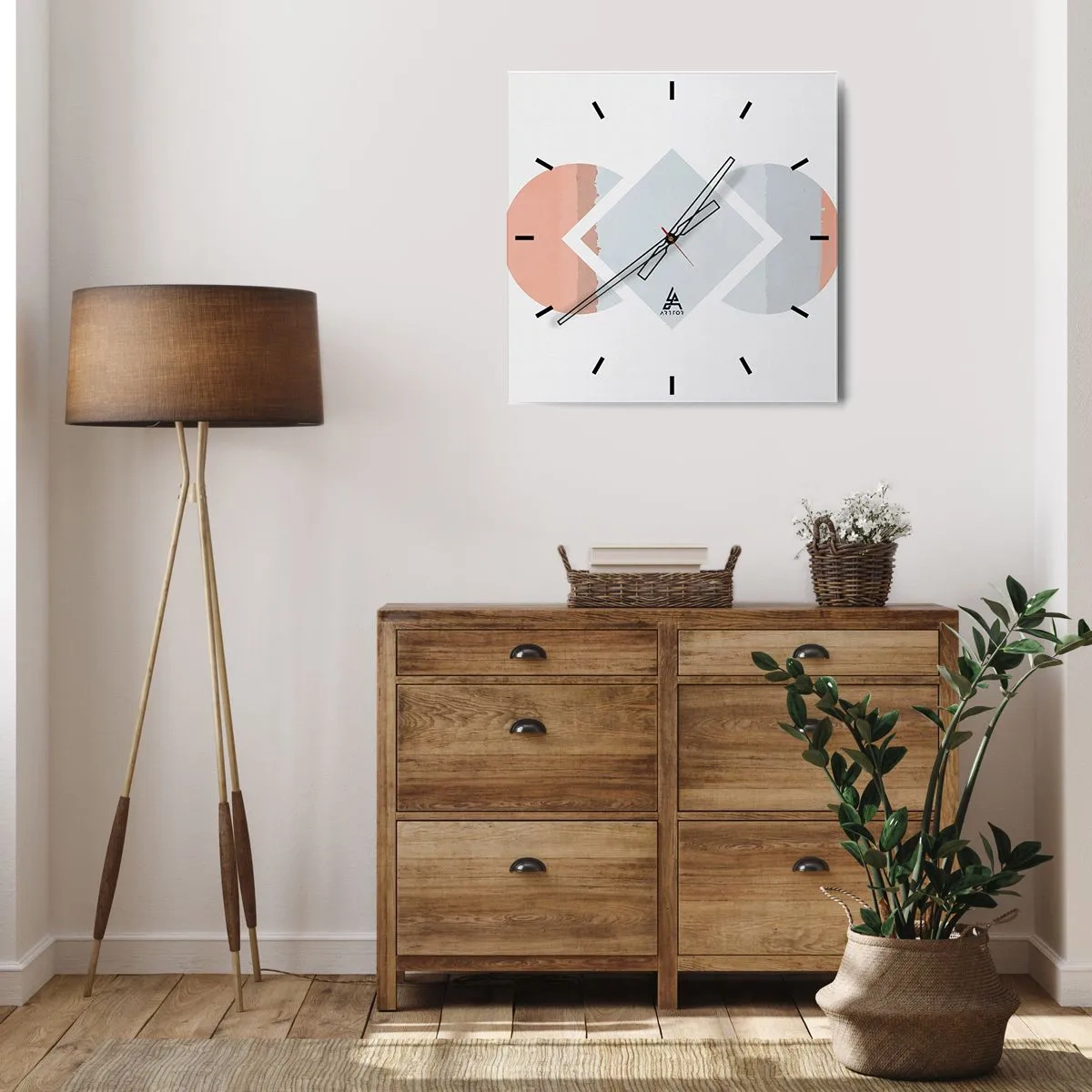 Wanduhr - Glasuhr - Ein minimalistisches Gemälde mit geometrischen Formen - 30x30cm - Die Situation ist klar - Moderne Wanddekoration für Wohnzimmer und Schlafzimmer ARTTOR