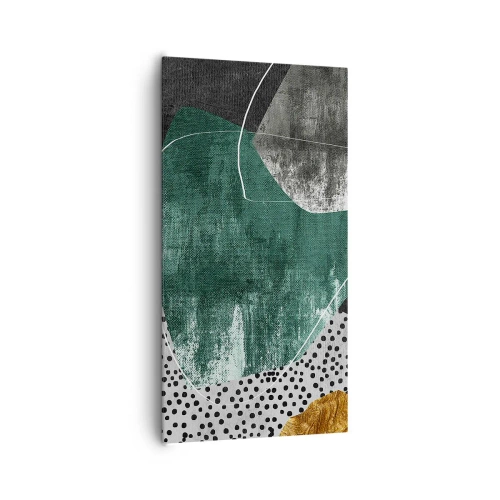 Bild auf Leinwand - Leinwandbild - Bunte Abstraktion mit Blattgold - 65x120 cm