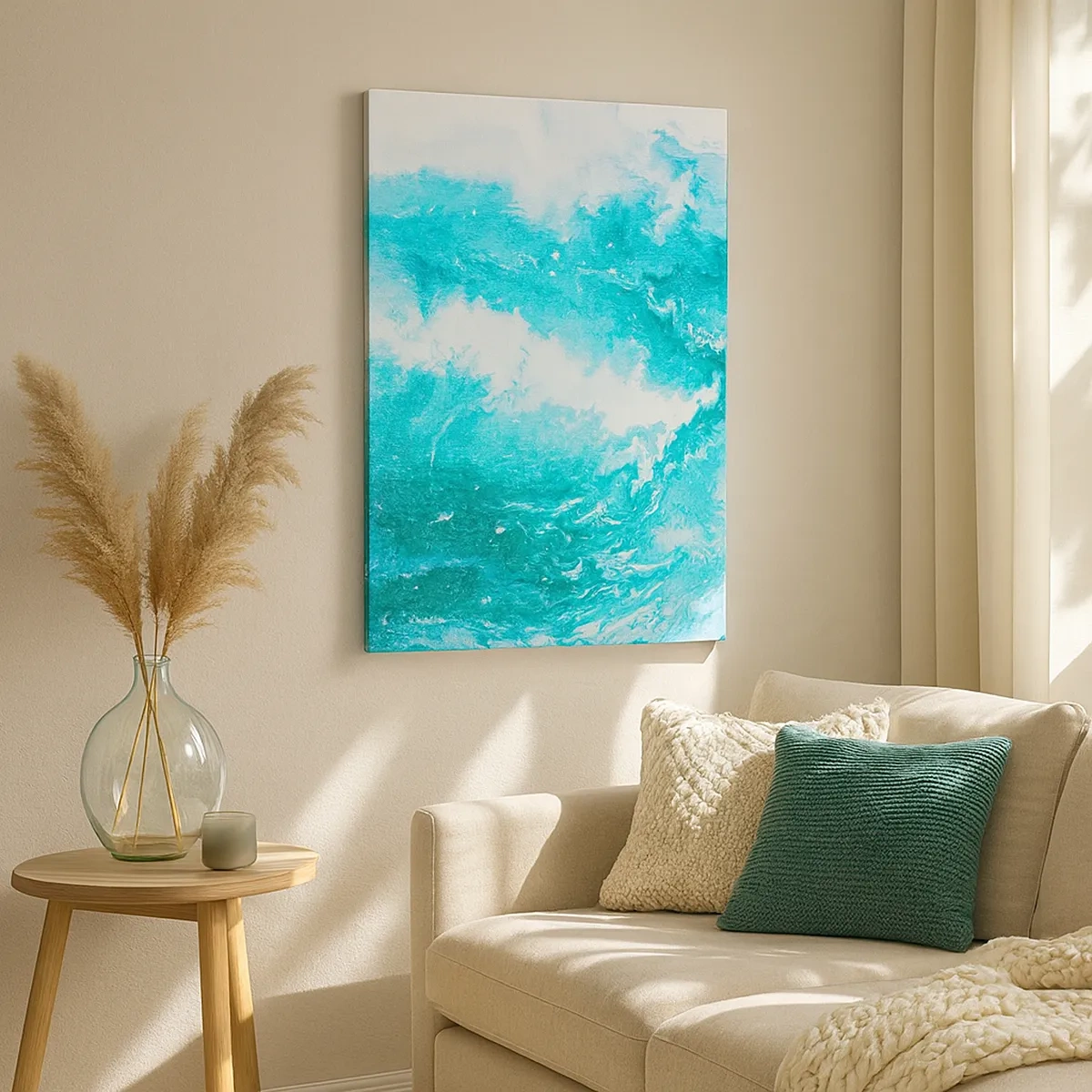 Bild auf Leinwand - Leinwandbild - Abstrakter Wirbel in Blautönen - 50x70cm - Im Kern des Elements - Moderne Wanddekoration für Wohnzimmer und Schlafzimmer ARTTOR