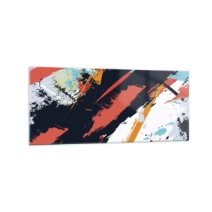 Glasbild - Bild auf glas - Abstrakte Pinselstriche in leuchtenden Farben - 120x50cm - Dynamische Komposition - Moderne Wanddekoration für Wohnzimmer und Schlafzimmer ARTTOR