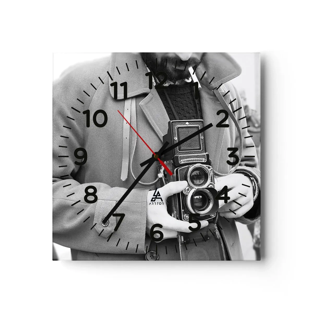 Wanduhr - Glasuhr - Retro-Stil - 30x30 cm