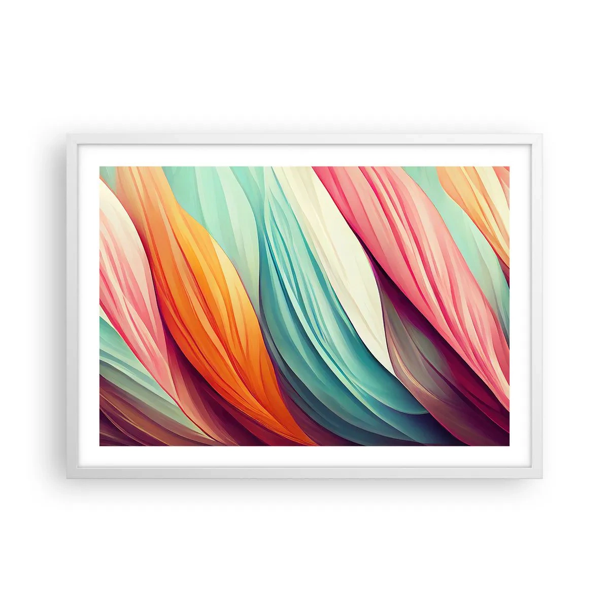 Poster in einem weißen Rahmen - Regenbogengewebe - 70x50 cm