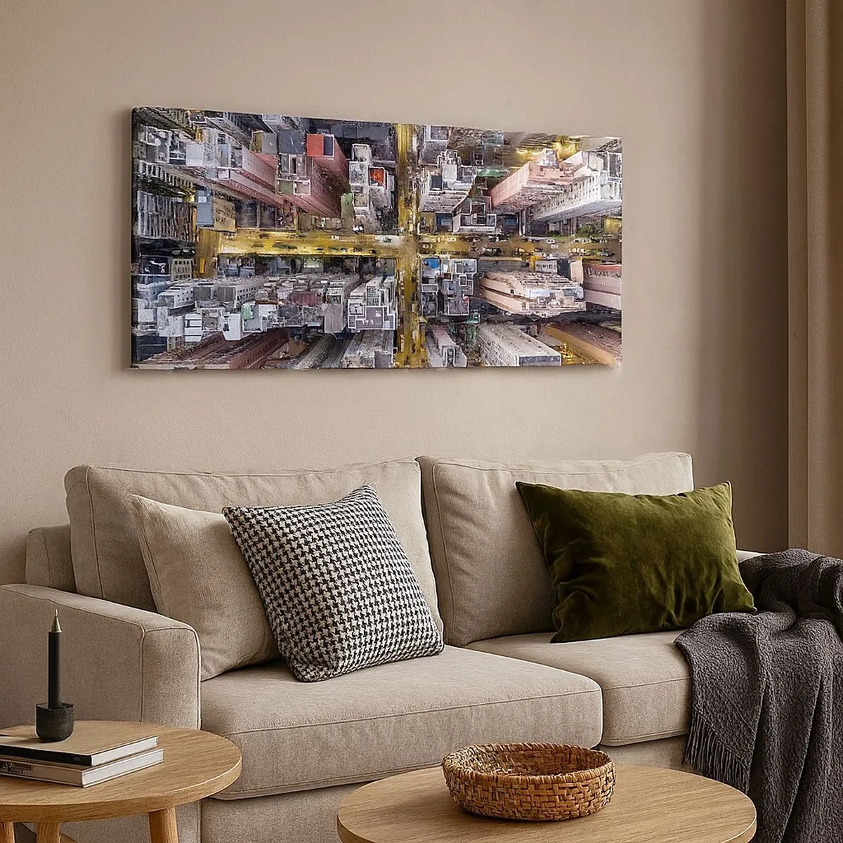 Bild auf Leinwand - Leinwandbild - Grüße aus Hongkong - 100x40 cm