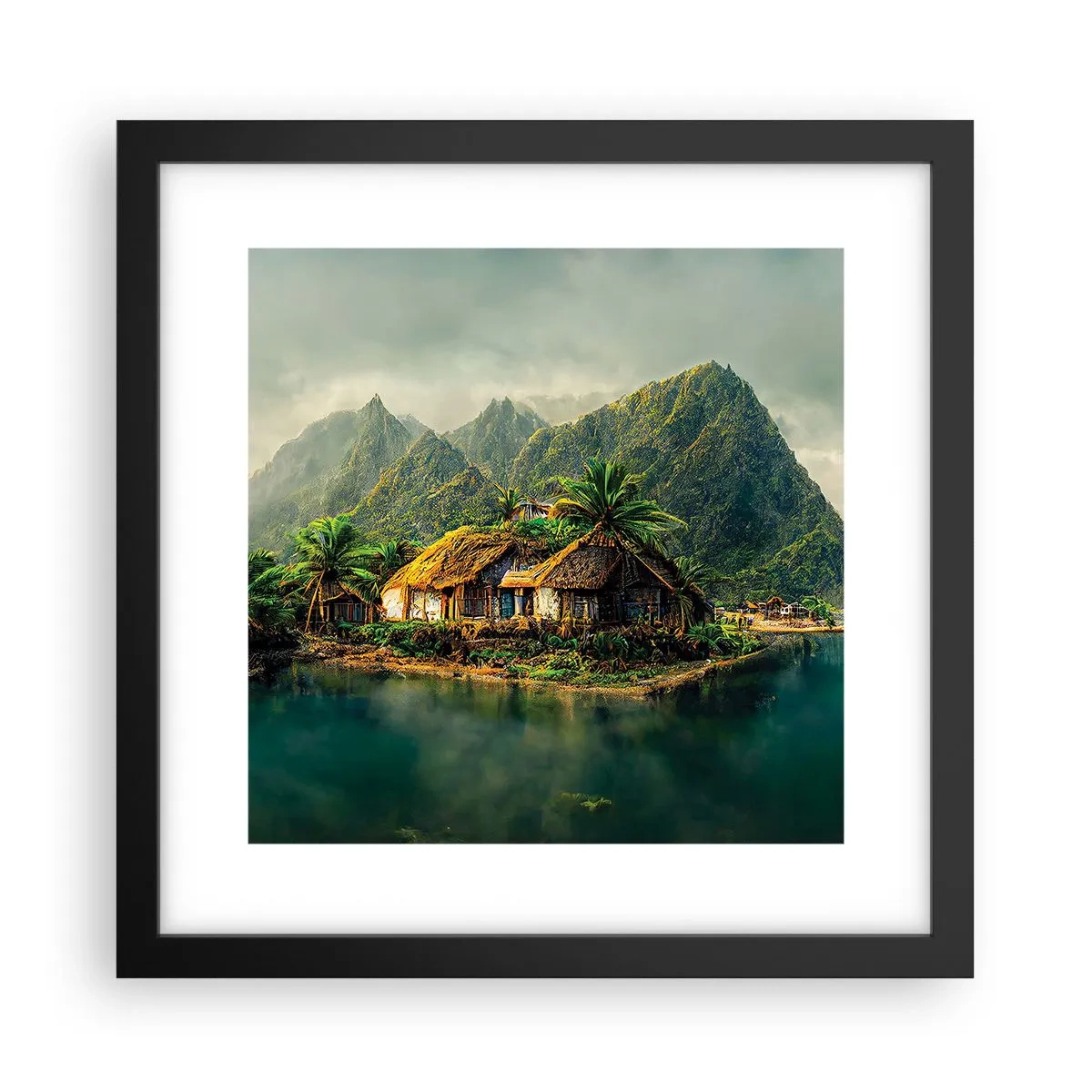 Poster in einem schwarzem Rahmen - Tropisches Paradies - 30x30 cm