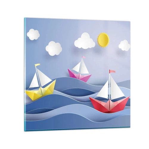 Glasbild - Bild auf glas - Ach, wie schön ist es, in den Wellen zu schwingen - 60x60 cm